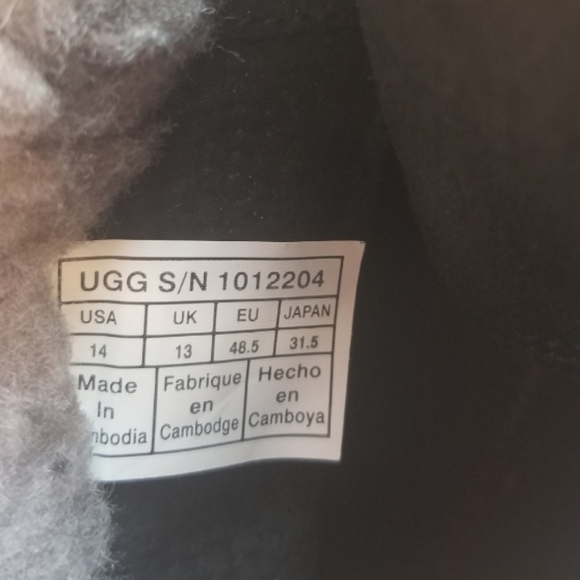 Ugg Faux Fur Lined Black Leather Boots Mens Size 14 main image 4